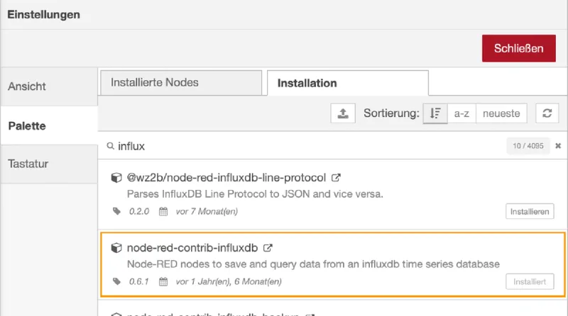 II: Messwert-Visualisierung mit NodeRED, InfluxDB und Grafana